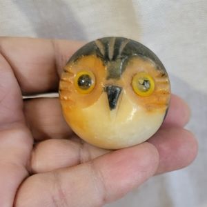 Vintage Italian Hand Carved Alabaster Baby Owl Figurine